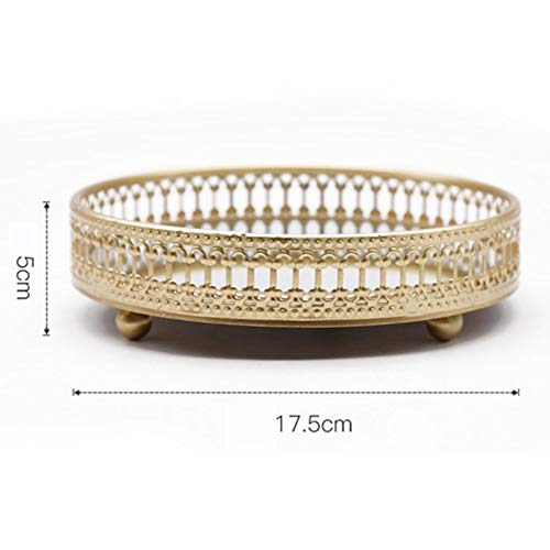 Bandeja de Almacenamiento de Joyas Cosméticas, Bandeja Decorativa Adornada con Espejo Metal, Bandeja de Almacenamiento de Mesa, Bandejas de Frutas, Bandejas para Baño, Mesa, Perfume