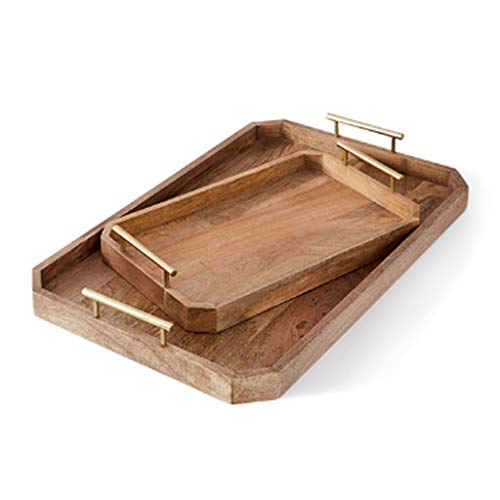 Bandeja de baño Bandeja de baño de madera, bandeja de servir de mayordomo con mango de bandeja de bandeja de bandeja de bandeja con asas grandes para bandejas de desayuno bandeja de té Bandejas para C