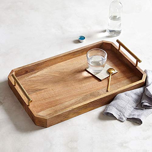 Bandeja de baño Bandeja de baño de madera, bandeja de servir de mayordomo con mango de bandeja de bandeja de bandeja de bandeja con asas grandes para bandejas de desayuno bandeja de té Bandejas para C
