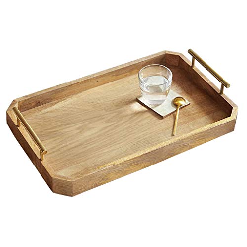 Bandeja de baño Bandeja de baño de madera, bandeja de servir de mayordomo con mango de bandeja de bandeja de bandeja de bandeja con asas grandes para bandejas de desayuno bandeja de té Bandejas para C
