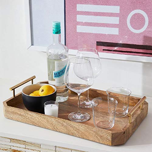 Bandeja de baño Bandeja de baño de madera, bandeja de servir de mayordomo con mango de bandeja de bandeja de bandeja de bandeja con asas grandes para bandejas de desayuno bandeja de té Bandejas para C