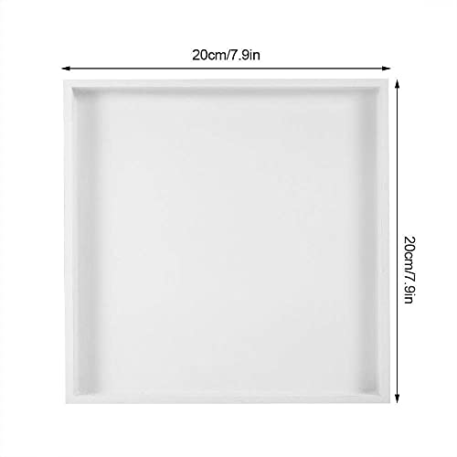 Bandejas Decorativas, Bandeja Madera Blanca Bandeja Cosmética Portatil para Perfume Lociones Cosméticos Baño, 20x20cm
