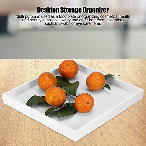 Bandejas Decorativas, Bandeja Madera Blanca Bandeja Cosmética Portatil para Perfume Lociones Cosméticos Baño, 20x20cm