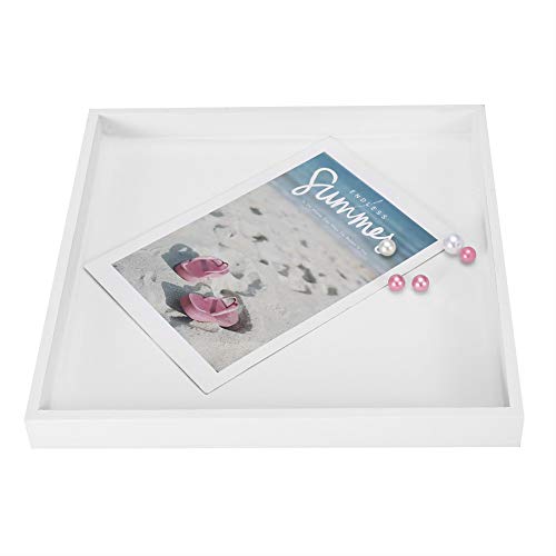 Bandejas Decorativas, Bandeja Madera Blanca Bandeja Cosmética Portatil para Perfume Lociones Cosméticos Baño, 20x20cm