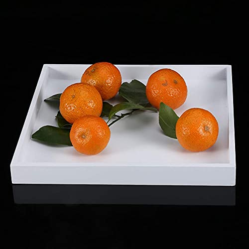 Bandejas Decorativas, Bandeja Madera Blanca Bandeja Cosmética Portatil para Perfume Lociones Cosméticos Baño, 20x20cm