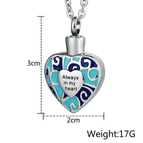 Banemi Collar Mujer Fiesta, Acero Inoxidable Collar Acero Hombre Azul Corazón Regalo de Collar de Graduación para Novio