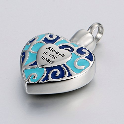 Banemi Collar Mujer Fiesta, Acero Inoxidable Collar Acero Hombre Azul Corazón Regalo de Collar de Graduación para Novio