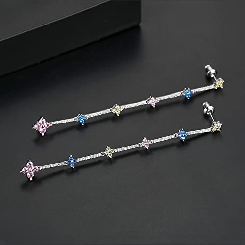 Banemi Pendientes Originales, Pendientes Mujer Cadena Larga con Circonita Cúbica Cobre Poste con Fricción Espalda Pendientes Regalos de Aniversario Pareja