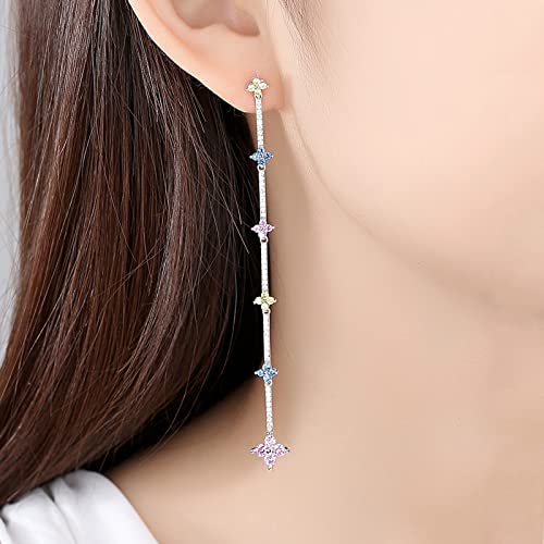 Banemi Pendientes Originales, Pendientes Mujer Cadena Larga con Circonita Cúbica Cobre Poste con Fricción Espalda Pendientes Regalos de Aniversario Pareja