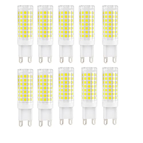 BANGSHUO G9 9W LED Blanco Fría 6000K Bombilla LED G9 Equivalente a Halogeno 80W Spot Luz G9 900LM Bajo Consumo 230V lámpara G9 Haz de Ángulo 360 ° No Regulable Dormitorio Salón Cocina--Pack de 10