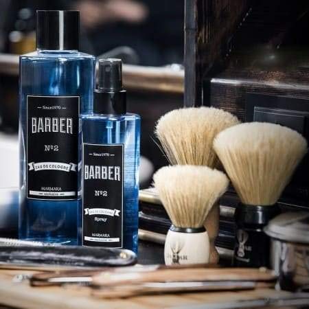 BARBER MARMARA No.2 Eau de Cologne Pump-Spray Men (3x 250 ml) After Shave Hombres - Agua perfumada - Refresca los refrescos - Fragancia masculina - Alcohol desinfectante 70 ° - Fragancia de barbería