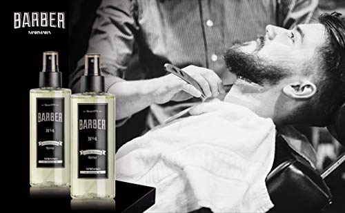 BARBER MARMARA No.4 Eau de Cologne Pump-Spray Men (2x 250 ml) After Shave Hombres - Agua perfumada - Refresca los refrescos - Fragancia masculina - Alcohol desinfectante 70 ° - Fragancia de barbería