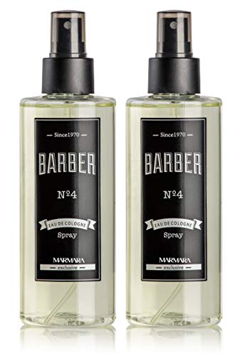 BARBER MARMARA No.4 Eau de Cologne Pump-Spray Men (2x 250 ml) After Shave Hombres - Agua perfumada - Refresca los refrescos - Fragancia masculina - Alcohol desinfectante 70 ° - Fragancia de barbería