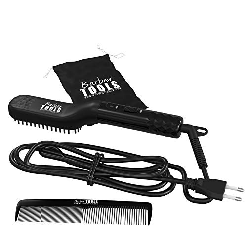 Barber Tools - Plancha para barba 2 en 1 – Cepillo alisador para barba y cabello diseñado para los hombres – Peine para el cuidado del cabello y el cuidado de la barba – Temperatura ajustable
