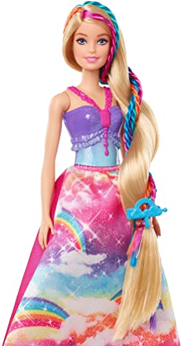 Barbie Dreamtopia Muñeca princesa de juguete con accesorio para hacer trenzas de colores y moda fantasía (Mattel GTG00)