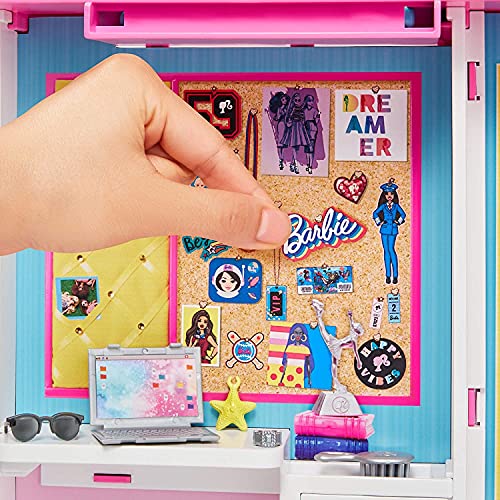 Barbie Muñeca y Dream Closet - Armario Ampliable con Perchero Giratorio - 25+ Prendas y Accesorios - Ancho: +60 cm - Regalo para Niños de 3-7 Años