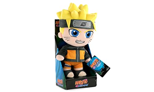 BARRADO Peluche de los Personajes de Naruto 25cm - Naruto, Kakashi, Sasuke, Kurama - Edición Coleccionista - Calidad Super Soft (25cm con Display, Naruto)