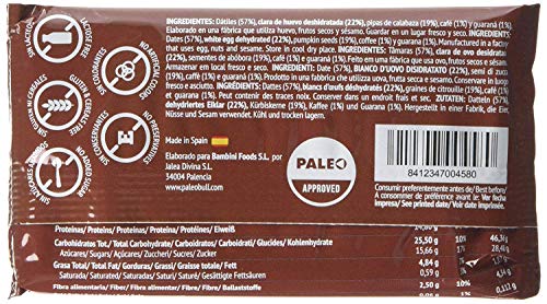 Barrita Energética Paleo 100% natural - Alta en proteínas - Café y Guaraná (55g)
