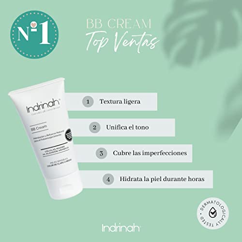 BB Cream Hidratante, Antiedad, Antienvejecimiento, Color Claro-medio, algodón arábico, Aloe Vera, (75ml) [INDRINAH]