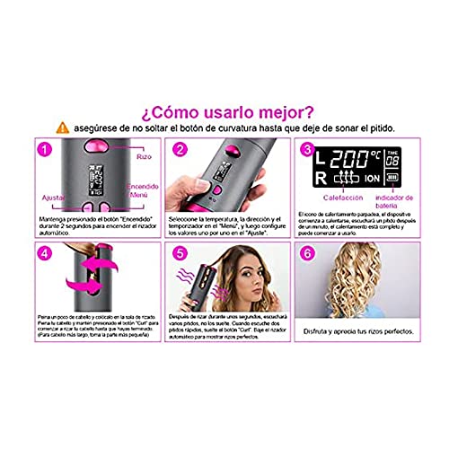 BCM Rizador Ondulador de Pelo Automático Inalámbrico Recargable Tamaño Reducido Portátil Ultra Rápido Ajustable