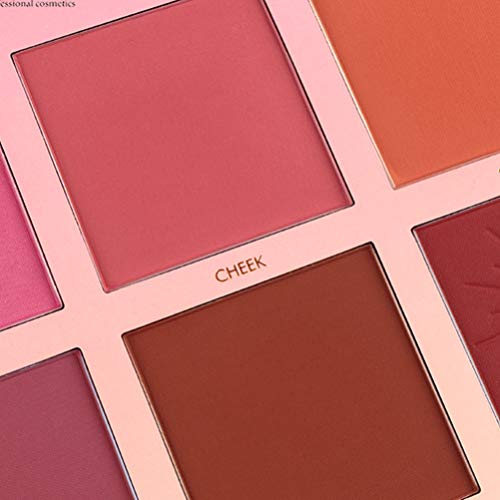 Beaupretty Paleta de rubores cosméticos en polvo de 6 colores, paleta de rubor en mejillas a prueba de agua pigmento de larga duración colorete natural 6 tonos para todos los tonos de piel