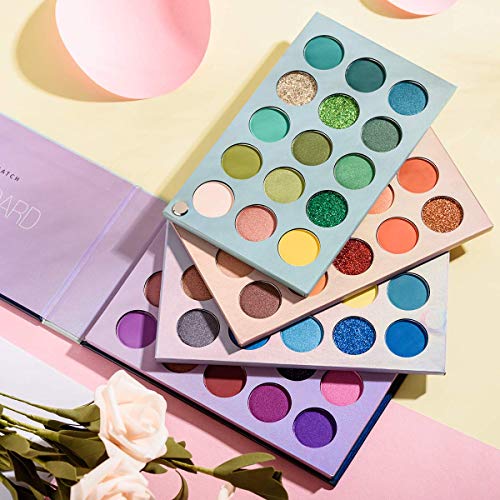 Beauty Searcher 60 colores Paleta de sombras de ojos 4 en 1 Paleta de colores Paleta de maquillaje Alto pigmentado Color brillante Desnudo Brillo Mate Brillo Crema Paletas de sombras de ojos