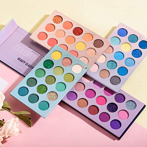 Beauty Searcher 60 colores Paleta de sombras de ojos 4 en 1 Paleta de colores Paleta de maquillaje Alto pigmentado Color brillante Desnudo Brillo Mate Brillo Crema Paletas de sombras de ojos