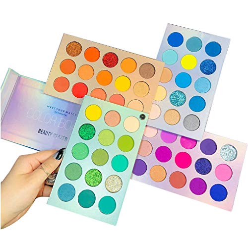 Beauty Searcher 60 colores Paleta de sombras de ojos 4 en 1 Paleta de colores Paleta de maquillaje Alto pigmentado Color brillante Desnudo Brillo Mate Brillo Crema Paletas de sombras de ojos
