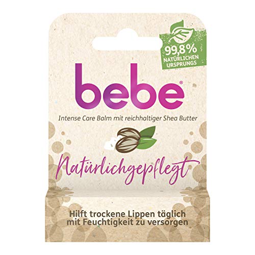 Bebe Bálsamo de cuidado natural Intense Care Bálsamo labial, 4,9 g