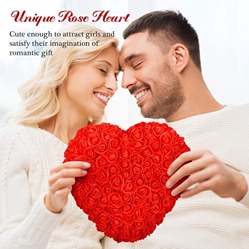 Becoyou Corazón de Rosas, Corazón de Rosas con Cadena de Luz, San Valentin Regalos Mujer, Ideas para San Valentin para Ella, Regalo para Mujer, Esposa, Novia (Rojo)