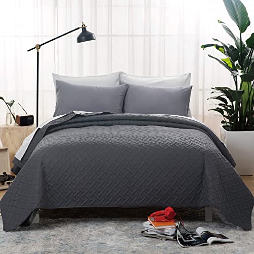 Bedsure Colchas Cama 150 Modernas Negro Antracita - Colcha Bouti Fina para Otoño y Invierno, Cubre Cama Multiusos Entretiempo 250x280cm