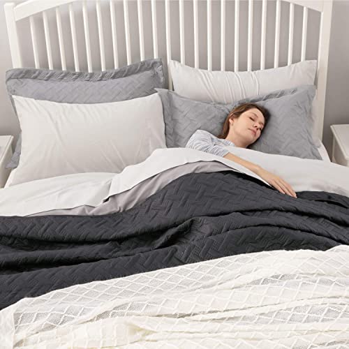 Bedsure Colchas Cama 150 Modernas Negro Antracita - Colcha Bouti Fina para Otoño y Invierno, Cubre Cama Multiusos Entretiempo 250x280cm
