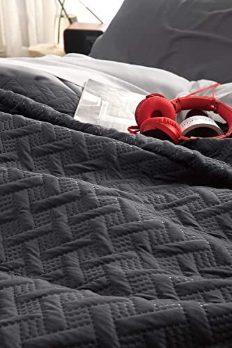 Bedsure Colchas Cama 150 Modernas Negro Antracita - Colcha Bouti Fina para Otoño y Invierno, Cubre Cama Multiusos Entretiempo 250x280cm