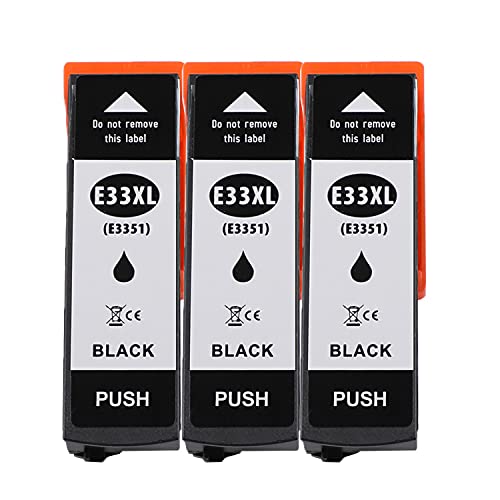 Befon Cartuchos de tinta Epson 33 33XL de alta capacidad compatibles con impresoras Epson Expression Premium XP-640 XP-530 XP-830 XP-635 XP-900 XP-630 XP-540 XP-645 (3 negras)