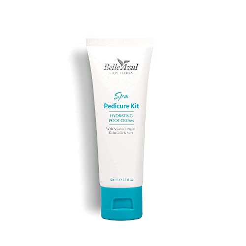 Belle Azul Foot Cream - Crema Hidratante para Pies con Aceite de Argán Bio-Ecológico, Ácido Hialurónico y Menta - Textura Ligera y no Grasa - Profunda Hidratación y Protección - Kit 3 en 1-3x50ml