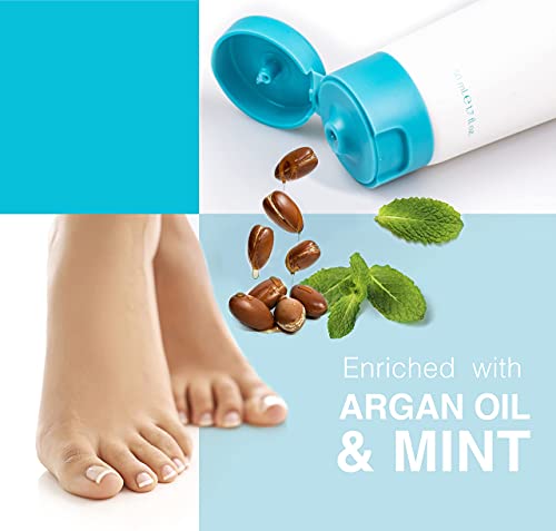 Belle Azul Foot Cream - Crema Hidratante para Pies con Aceite de Argán Bio-Ecológico, Ácido Hialurónico y Menta - Textura Ligera y no Grasa - Profunda Hidratación y Protección - Kit 3 en 1-3x50ml