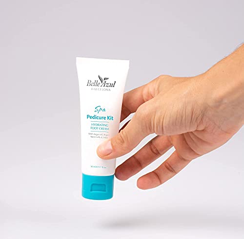 Belle Azul Foot Cream - Crema Hidratante para Pies con Aceite de Argán Bio-Ecológico, Ácido Hialurónico y Menta - Textura Ligera y no Grasa - Profunda Hidratación y Protección - Kit 3 en 1-3x50ml