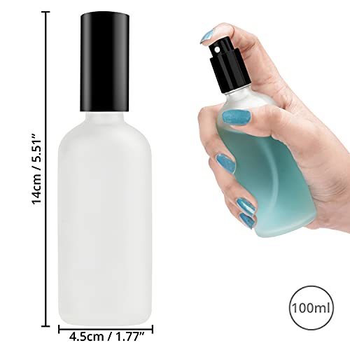 Belle Vous Frasco Vacío Pequeño Atomizador Perfume Cristal Esmerilado 100 ml (Pack de 10) Frascos para Perfume con Tapa - Rellenable Anti Derrame para Limpieza, Perfume, Bote Spray Aceites Esenciales