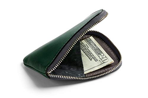 Bellroy Leather Card Pocket Wallet, Cartera Slim con Cremallera (Máx. 15 tarjeto, Efectivo, Monedero) - Racing Green