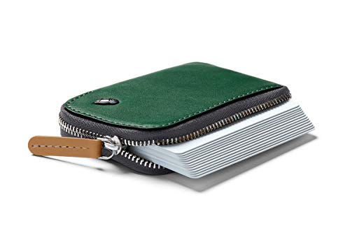 Bellroy Leather Card Pocket Wallet, Cartera Slim con Cremallera (Máx. 15 tarjeto, Efectivo, Monedero) - Racing Green