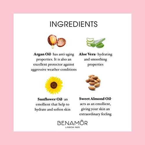 Benamôr - Aceite Seco Milagroso de Rosa Amelia - 99% Ingredientes Naturales - Con Aceite de Argán, Girasol y Almendras Dulces - Cara, Cuerpo, Cabello - Con Rosas Reales - Botella 100ml