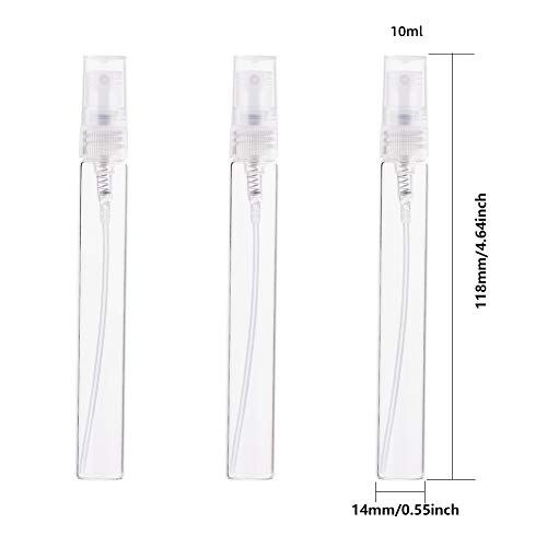 BENECREAT 25 Pack 10ml Botella Cristal de Spray Transparente Vacía de Aerosol de Niebla Botella Rellenable Conveniente para Aceites Esenciales, Productos de Belleza Orgánicos