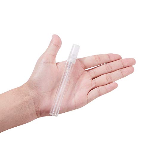 BENECREAT 25 Pack 10ml Botella Cristal de Spray Transparente Vacía de Aerosol de Niebla Botella Rellenable Conveniente para Aceites Esenciales, Productos de Belleza Orgánicos