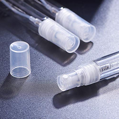 BENECREAT 25 Pack 10ml Botella Cristal de Spray Transparente Vacía de Aerosol de Niebla Botella Rellenable Conveniente para Aceites Esenciales, Productos de Belleza Orgánicos