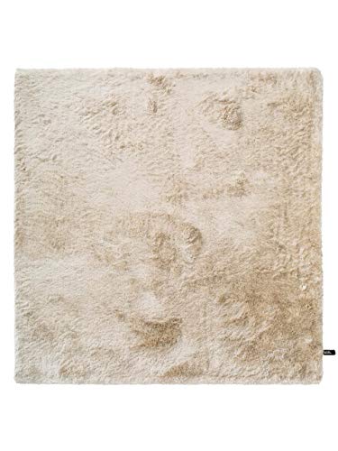 benuta Alfombra Shaggy de Pelo Largo Whisper Cuadrada Beige 60 x 60 cm | Alfombra de Pelo Largo para Dormitorio y salón