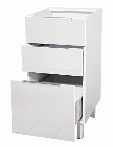 Berlenus Meuble Bas de Cuisine 3 tiroirs 40 cm, Autre, Multicolor, 40 x 52 x 83 cm
