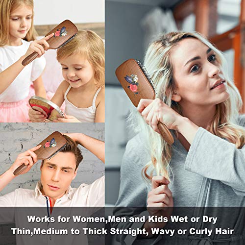 BESTOOL Cepillo de pelo con cerdas de jabalí con alfiler de nylon, uno de los mejores cepillos para el pelo para mujeres, hombres o niños, pelo largo grueso y rizado (paddel)