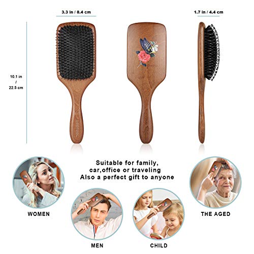 BESTOOL Cepillo de pelo con cerdas de jabalí con alfiler de nylon, uno de los mejores cepillos para el pelo para mujeres, hombres o niños, pelo largo grueso y rizado (paddel)