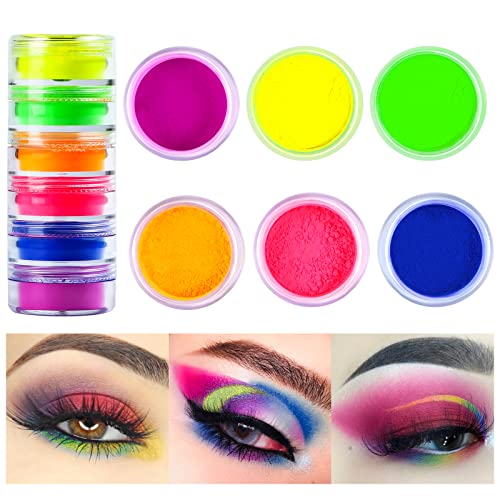 Beteligir - Sombra de ojos en polvo de pigmento de neón de 6 colores, FindinBeauty UV Glow Blacklight Mixed Bright True Colors Pigmentos de sombra de ojos, eyeshadow power (01)