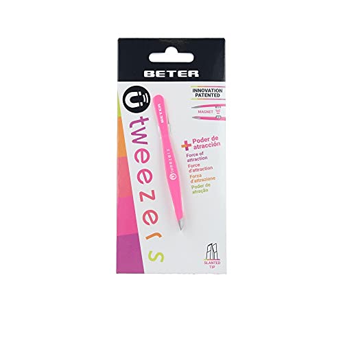 Beter Pinza Depilar Magnética Punta Oblicua Fucsia - 1 Unidad
